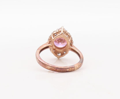 925 Sterling Silver Vintage Ring Rose Gold Plated Pink & White CZ Sz 7 RG30810