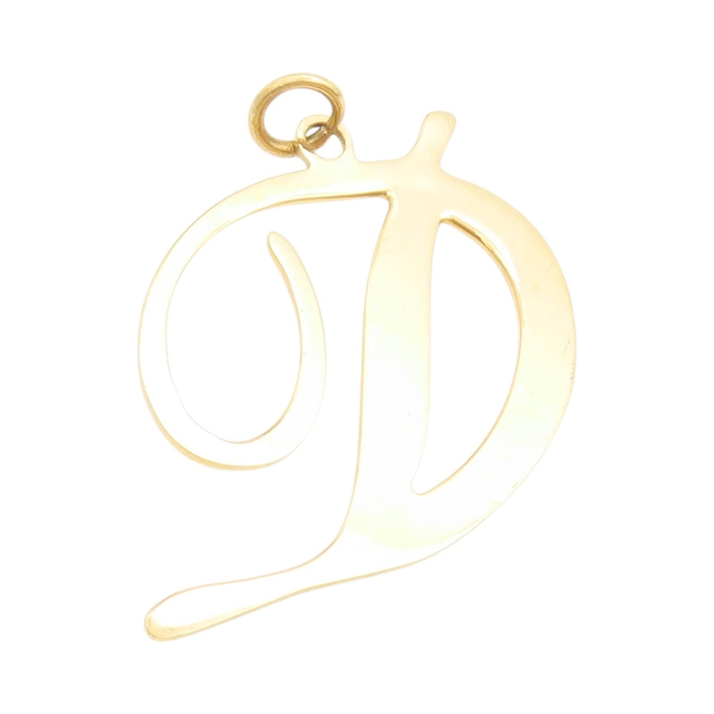 925 Sterling Silver Vintage Pendant Gold Plated calligraphed Alphabet D PT24608