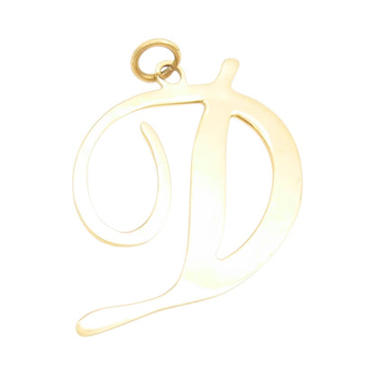 925 Sterling Silver Vintage Pendant Gold Plated calligraphed Alphabet D PT24608