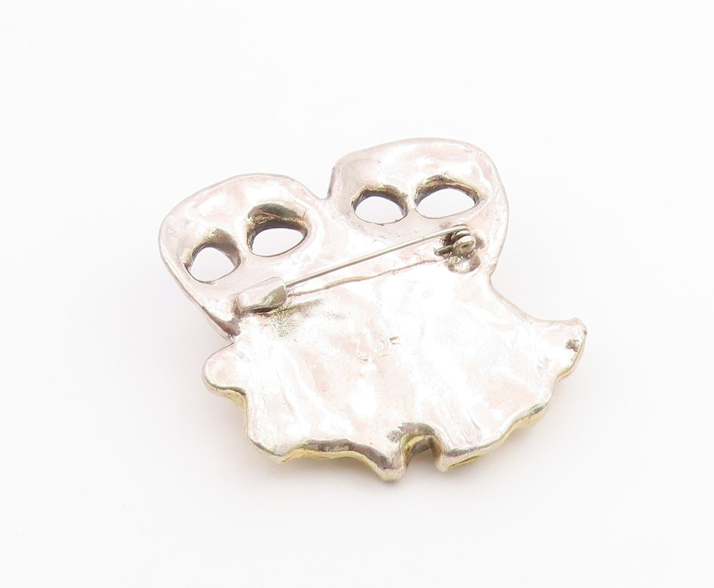 925 Sterling Silver  Vintage Two Tone Drama Theatre Masks Brooch Pin  BP5714