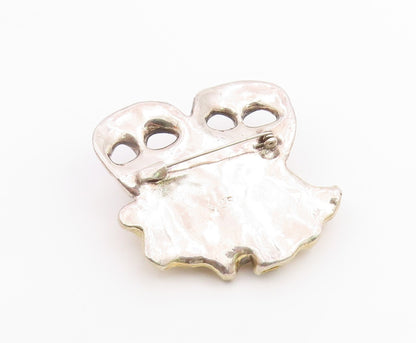 925 Sterling Silver  Vintage Two Tone Drama Theatre Masks Brooch Pin  BP5714
