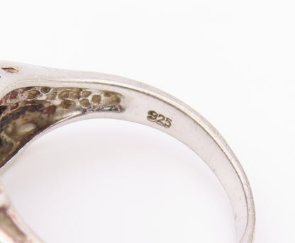 925 Sterling Silver Vintage Ring Baguette & Round Cut CZ Wave  Sz 8  RG36553
