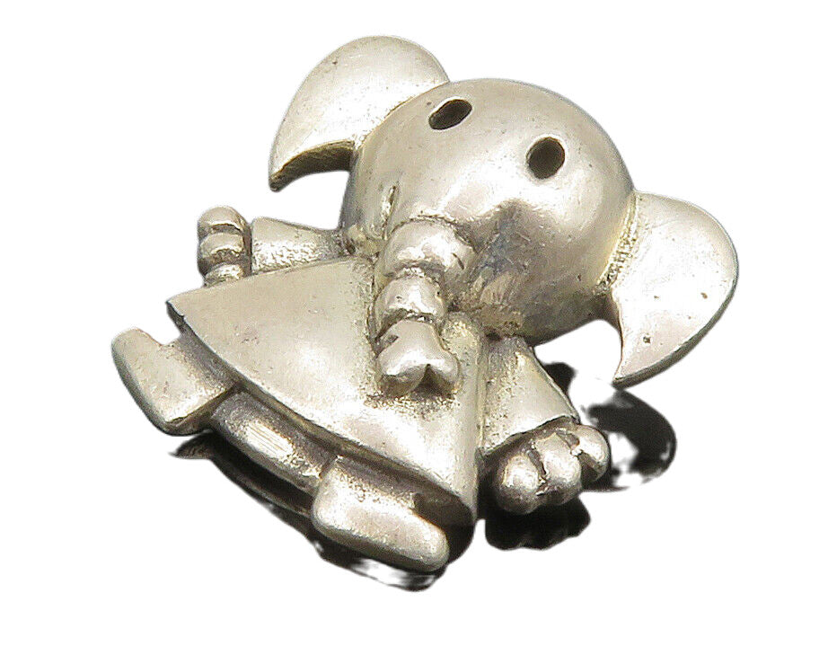 925 Sterling Silver  Vintage Elephant In Dress Cutout Smooth Pendant  PT10652