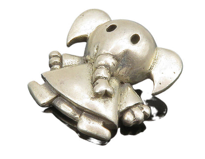 925 Sterling Silver  Vintage Elephant In Dress Cutout Smooth Pendant  PT10652