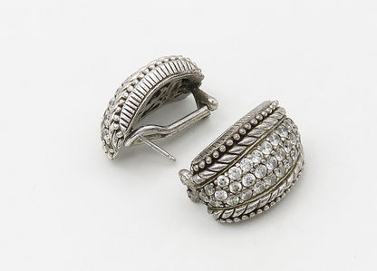 JUDITH RIPKA 925 Silver  Vintage Cubic Zirconia Twist Drop Earrings  EG10686
