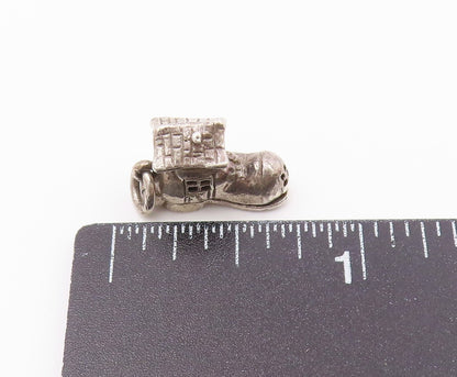 925 Silver   Vintage Boot House & Enamel Family Charm Pendant (OPENS)  PT20586