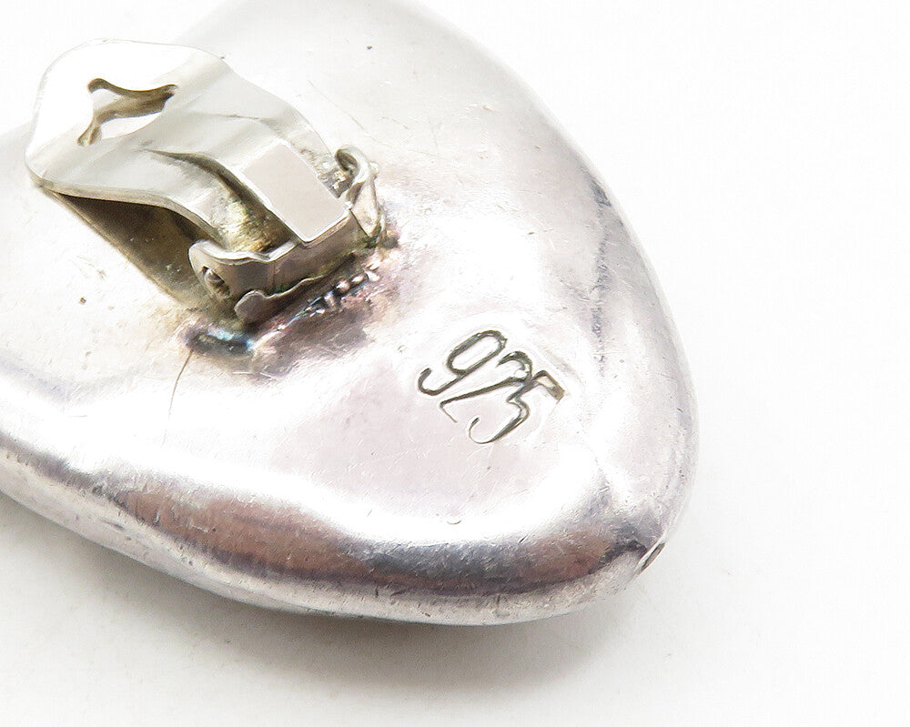 925 Sterling Silver  Vintage Shiny Hollow Sculpted Non Pierce Earrings  EG5147