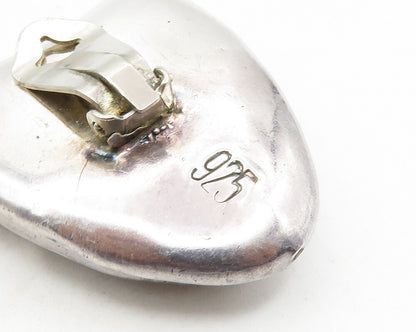 925 Sterling Silver  Vintage Shiny Hollow Sculpted Non Pierce Earrings  EG5147