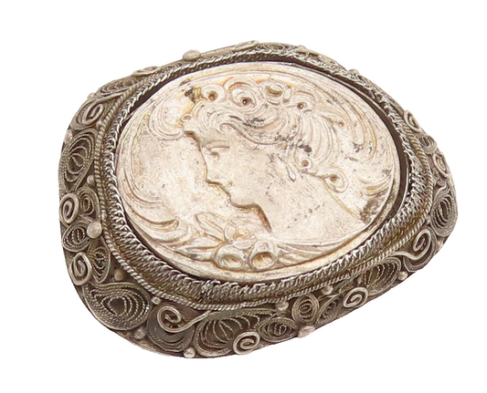 925 Sterling Silver  Vintage Antique Female Royal Figure Brooch Pin  BP10360