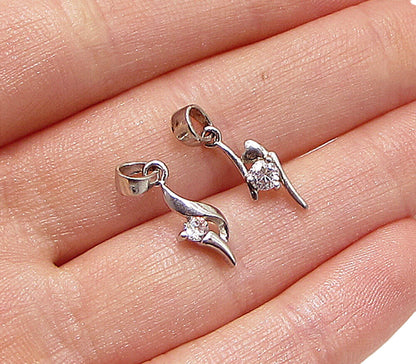 925 Sterling Silver  Lot of 2 White Cubic Zirconia Drop Pendant  PT1941