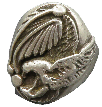 NAVAJO 925 Silver  Vintage Antique Chiseled Eagle Band Ring Sz 10.5  RG14281