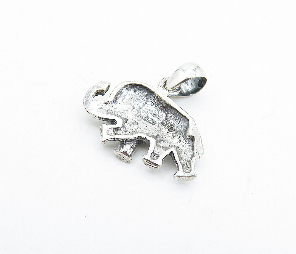925 Sterling Silver  Vintage Petite Shiny Elephant Motif Drop Pendant  PT5460