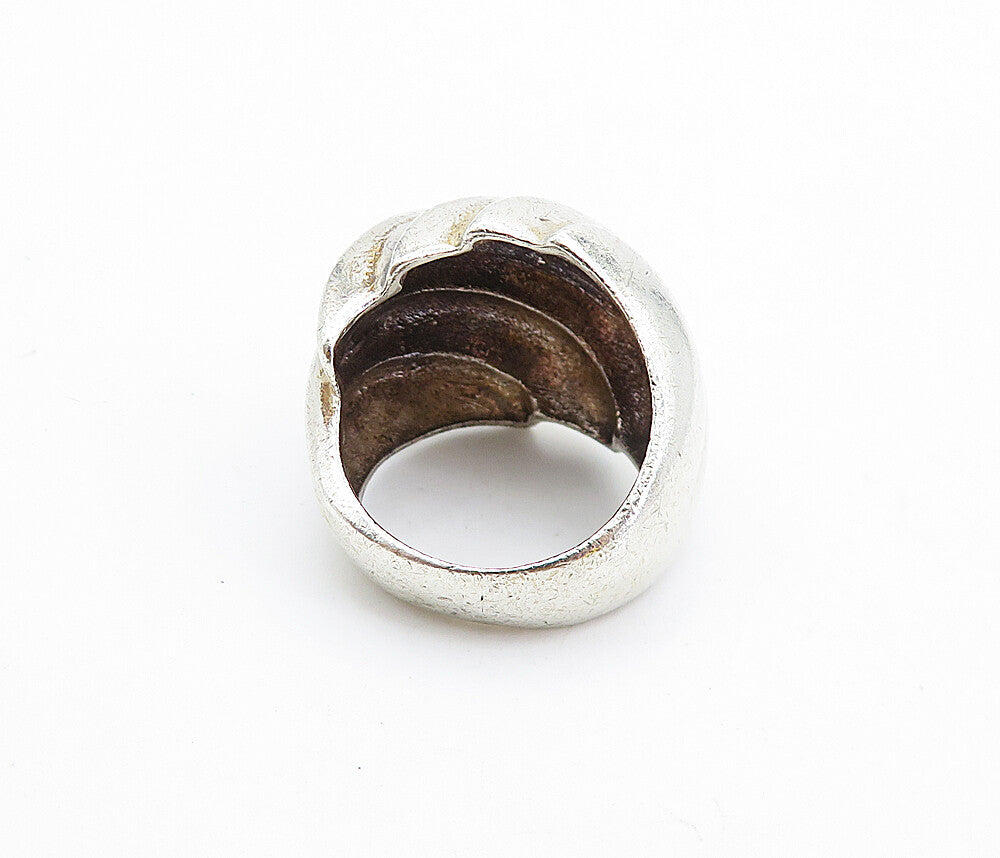 925 Sterling Silver  Vintage Shiny Fluted Dome Design Band Ring Sz 5.5  RG7506
