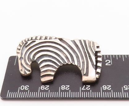 925 Sterling Silver Vintage Brooch Designer Stripes Grooved Zebra  BP11691