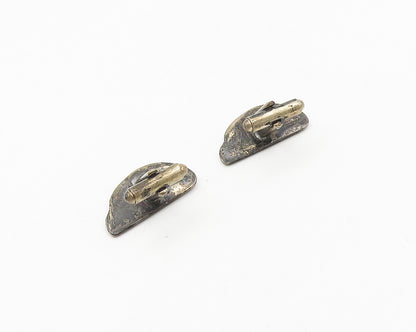 LEVIN 925 Sterling Silver  Vintage Raised Pattern Oxidized Cufflinks  TR2543