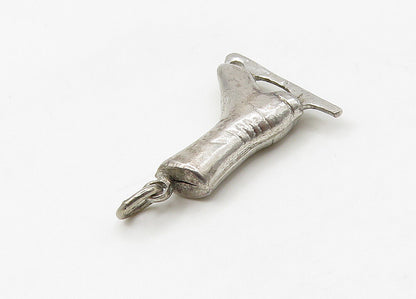 925 Sterling Silver  Vintage Petite Shiny Ice Skate Drop Pendant  PT17230