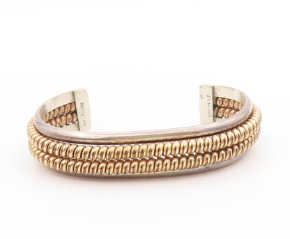 925 Sterling Silver Vintage Bracelet TAHE Two Tone Braided Rope Cuff  BT11371