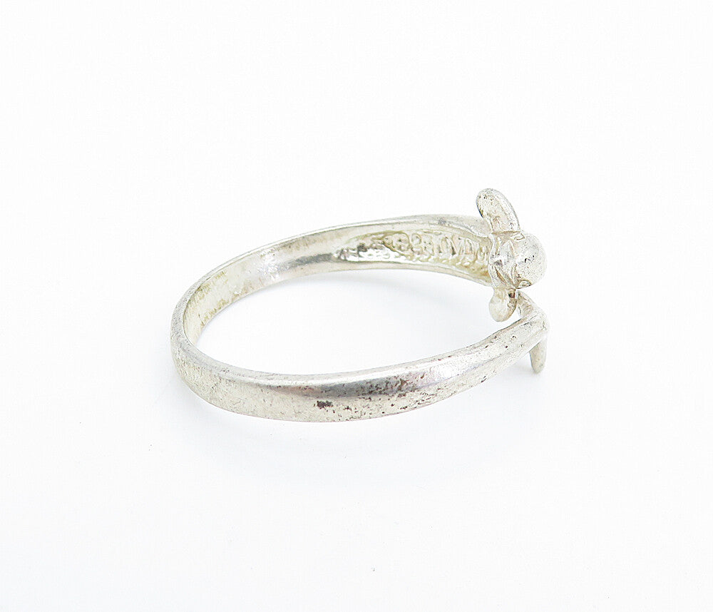 925 Sterling Silver  Vintage Dolphin Head Tail Bypass Band Ring Sz 8.5  RG6676