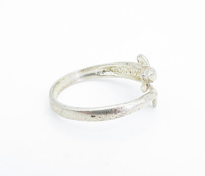 925 Sterling Silver  Vintage Dolphin Head Tail Bypass Band Ring Sz 8.5  RG6676