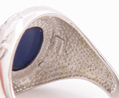 925 Sterling Silver Vintage Ring Lapis Lazuli Statement Band  Sz 11  RG36153