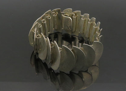 MEXICO 925 Sterling Silver Vintage Heavy Shiny Modernist Chain Bracelet BT9043