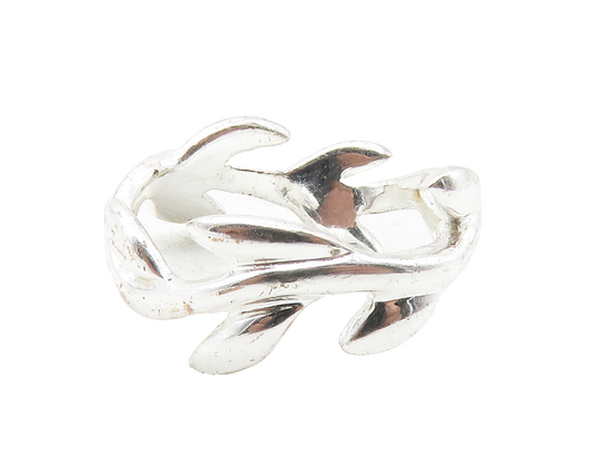 925 Sterling Silver  Shiny Floral Vine Motif Round Band Ring Sz 5  RG12291