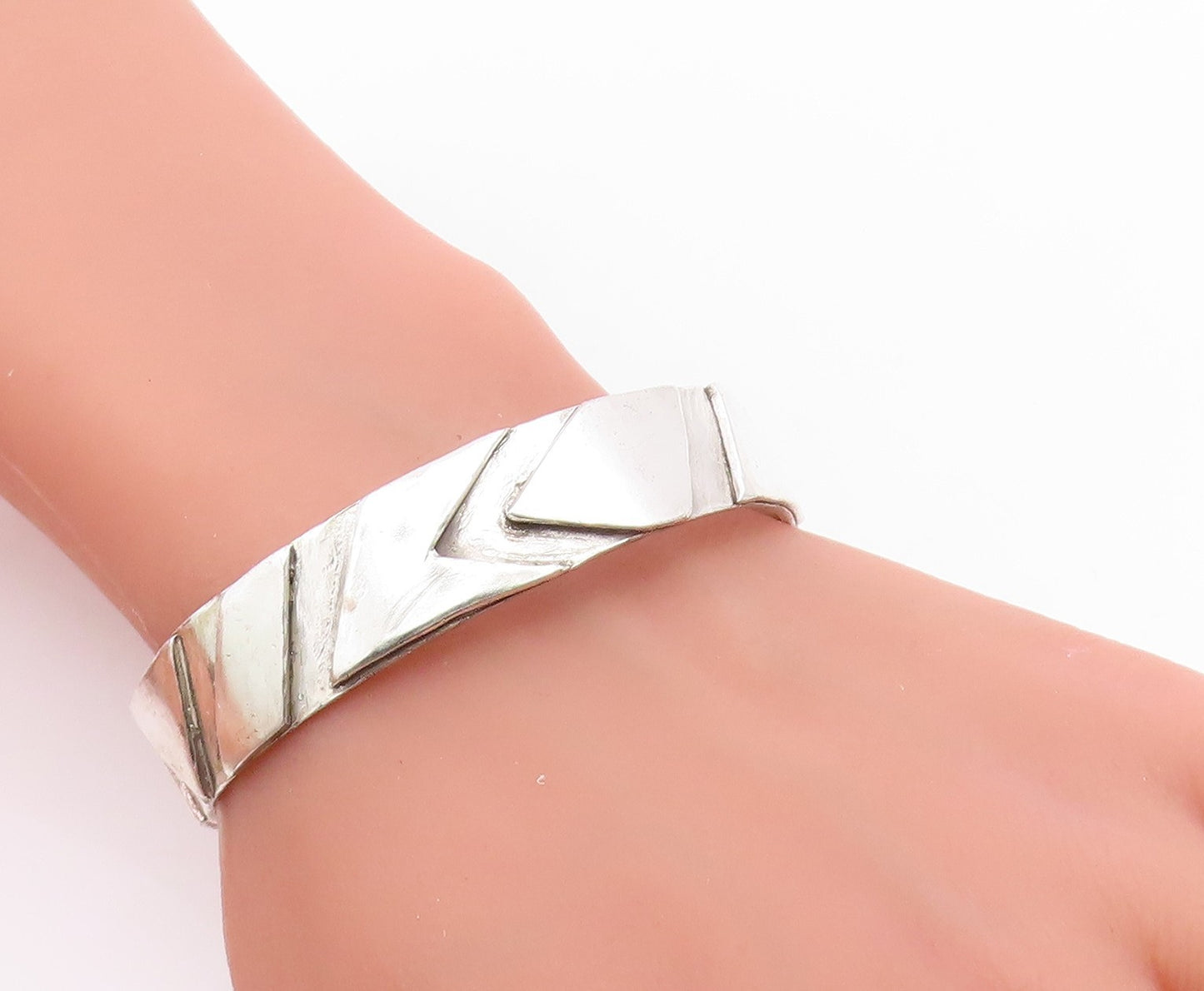 925 Sterling Silver Vintage Bracelet JEAN SMITH Classic Geometric Cuff  BT12010