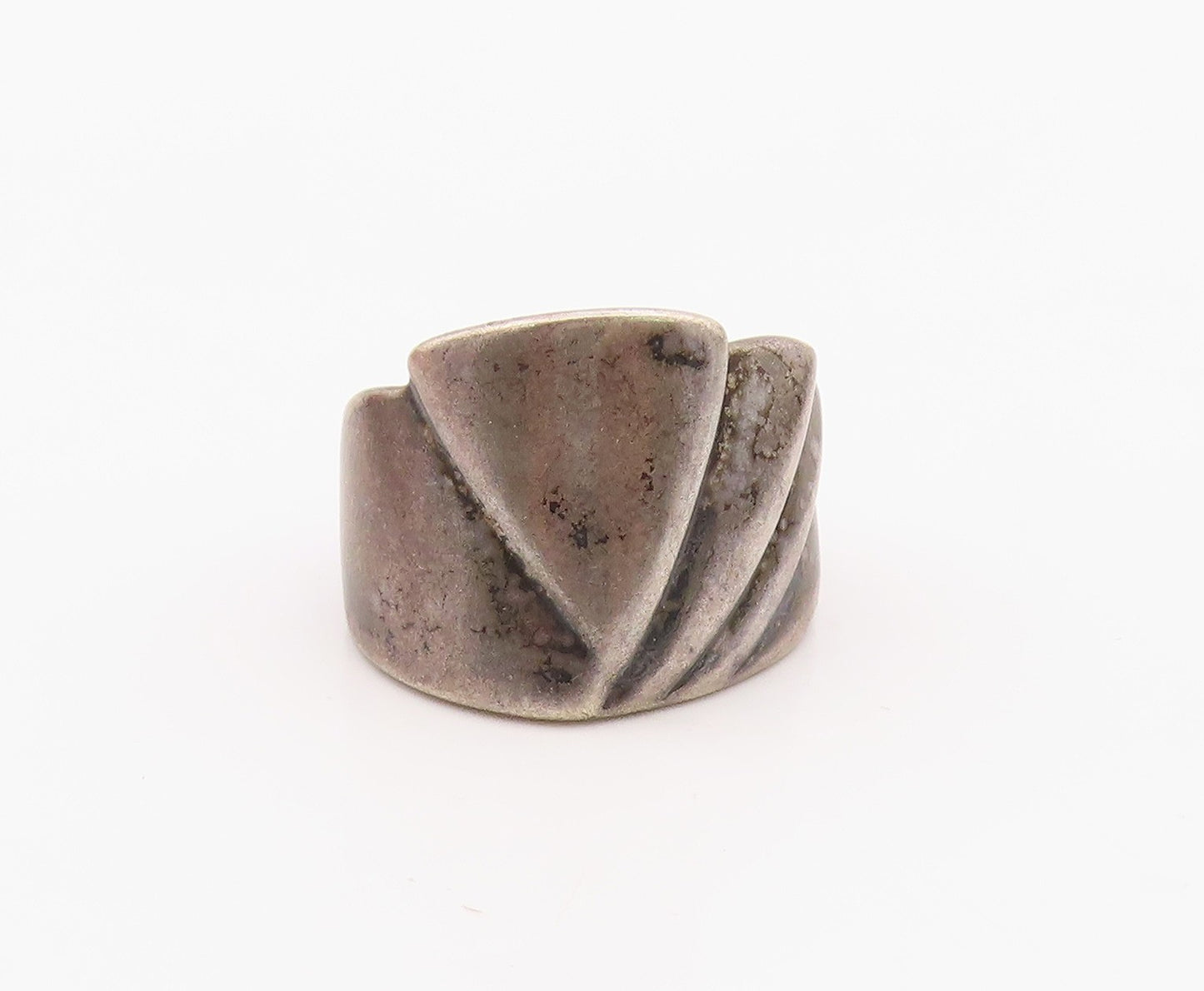 925 Sterling Silver Vintage Ring Modernist Ribbed Dome Band  Sz 7.5  RG36321
