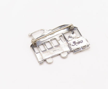 925 Sterling Silver Vintage Brooch Pin Solid Cutout Bus With Driver  BP11248