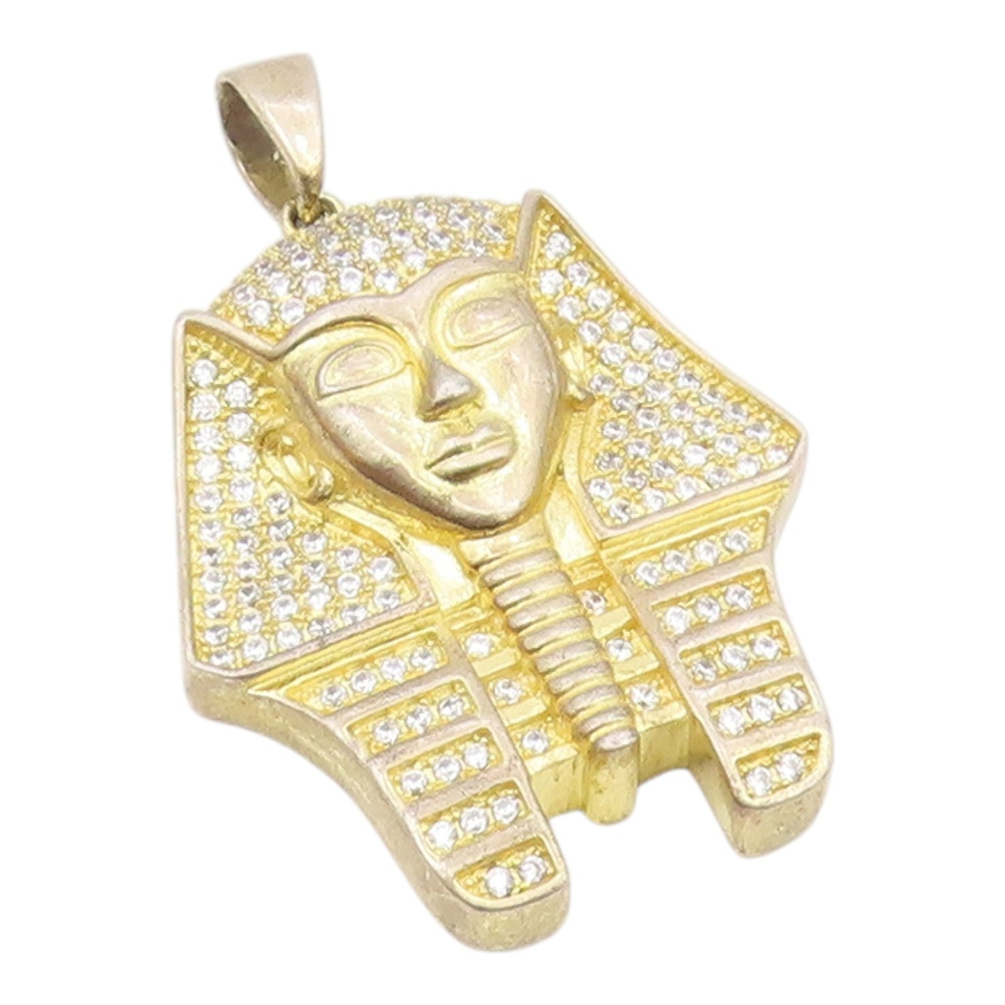 925 Silver  Vintage Topaz Gold Plated Shiny Egyptian Pharaoh Pendant  PT19751
