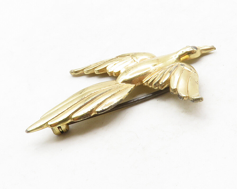 FORSTNER 925 Sterling Silver Vintage Gold Plated Flying Bird Brooch Pin  BP5018