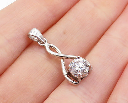925 Sterling Silver  Cubic Zirconia Infinity Twist Petite Drop Pendant  PT4882