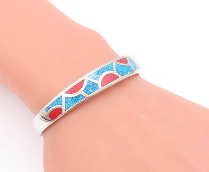 925 Sterling Silver Vintage Bracelet Southwestern Design Crush Turquoise BT10583