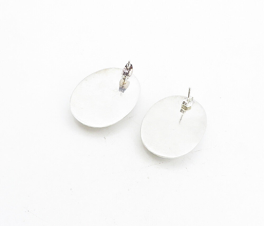 925 Sterling Silver  Vintage Shiny Wavy Design Oval Dome Drop Earrings  EG4209