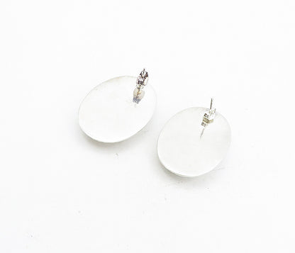 925 Sterling Silver  Vintage Shiny Wavy Design Oval Dome Drop Earrings  EG4209