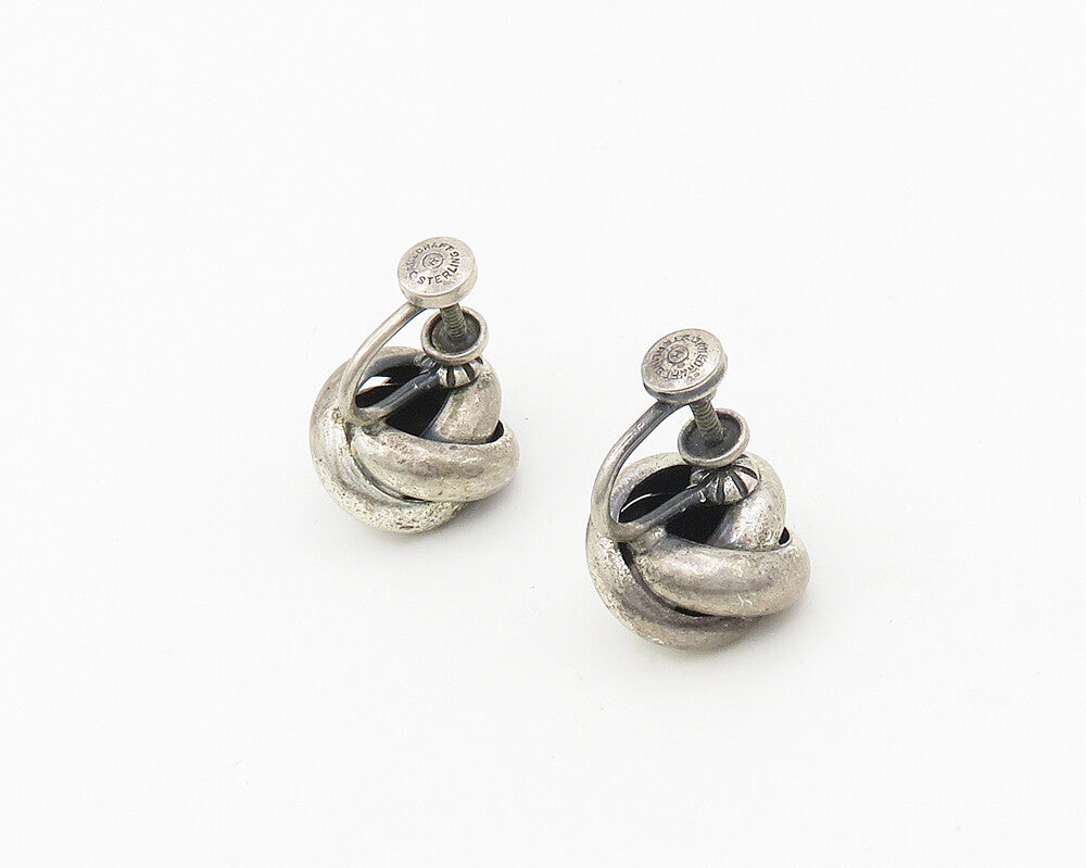 DANECRAFT 925 Sterling Silver  Vintage Shiny Knot Non Pierce Earrings  EG9366