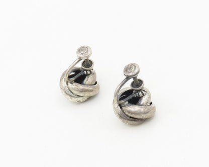DANECRAFT 925 Sterling Silver  Vintage Shiny Knot Non Pierce Earrings  EG9366