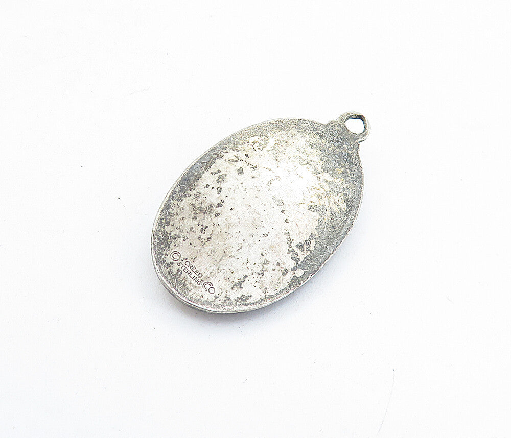 CREED 925 Silver  Vintage Antique Saint Christopher Prayer Pendant  PT4497