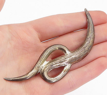 MEXICO 925 Sterling Silver  Vintage Dark Tone Swirl Design Brooch Pin  BP1558