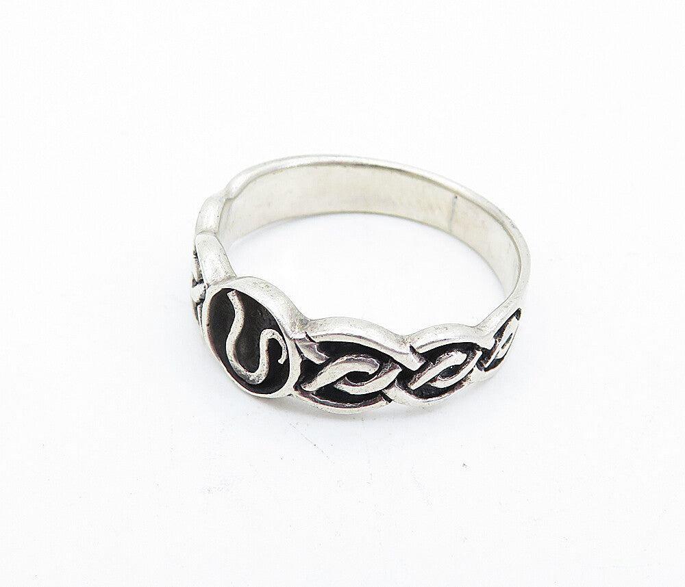 PETER STONE 925 Silver  Vintage Oxidized Celtic Knot Band Ring Sz 9  RG3895
