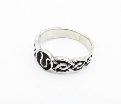 PETER STONE 925 Silver  Vintage Oxidized Celtic Knot Band Ring Sz 9  RG3895