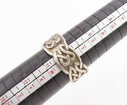925 Sterling Silver Vintage Ring Carved Celtic Knot Wide Band  Sz 10.5  RG34905