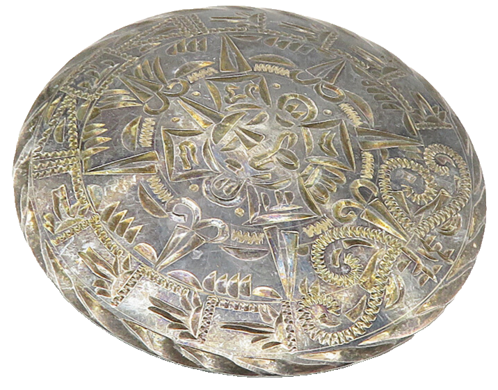 MEXICO 925 Sterling Silver  Vintage Mayan Aztec Sun Calendar Brooch Pin BP3756