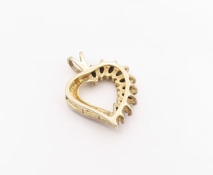 925 Sterling Silver  Vintage Black Spinel Two Tone Love Heart Pendant  PT19549