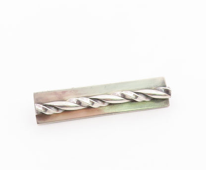 MHW 925 Sterling Silver  Vintage Shiny Twist Bar Square Brooch Pin  BP8343