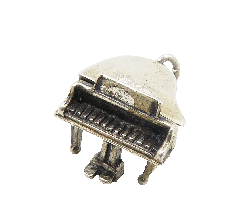 BEAU 925 Sterling Silver  Vintage Dark Tone Grand Piano Pendant (OPENS) PT6963