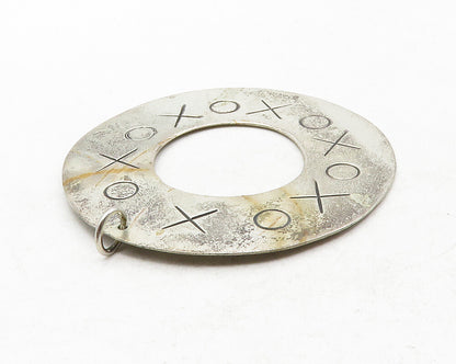 MEXICO 925 Sterling Silver  Vintage XO Etched Open Circle Pendant  PT10168