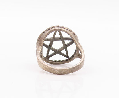 925 Sterling Silver Vintage Ring Dark Tone Masonic Star Cutout  Sz 5.5  RG32194