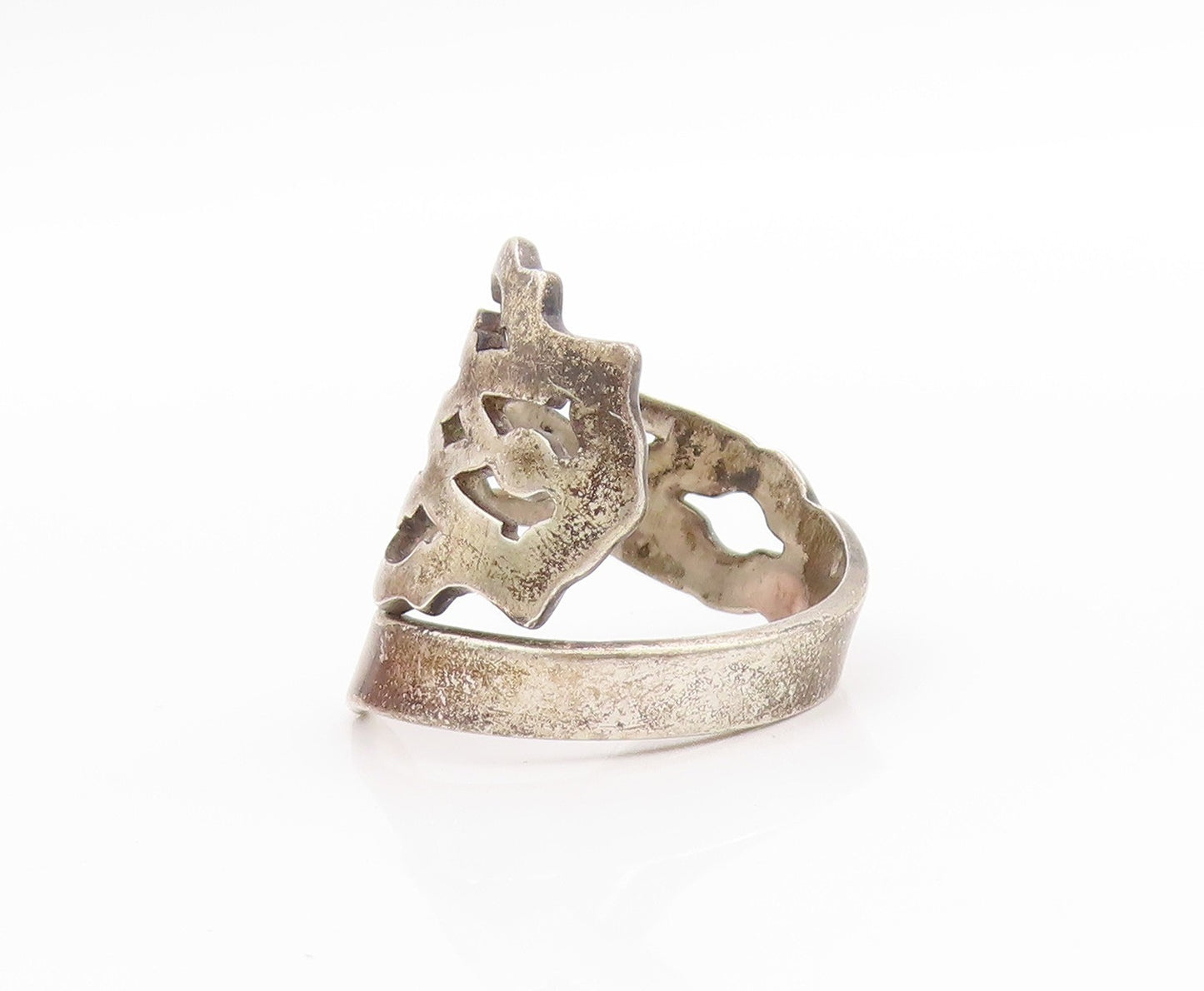 925 Sterling Silver Vintage Ring Cobra Head Cutout Bypass Design  Sz 7  RG33430