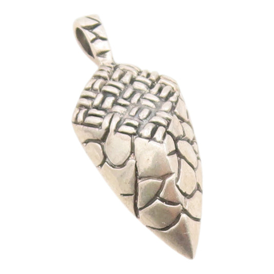 925 Sterling Silver Vintage Pendant Modernist Carved Geometric Charm  PT26167